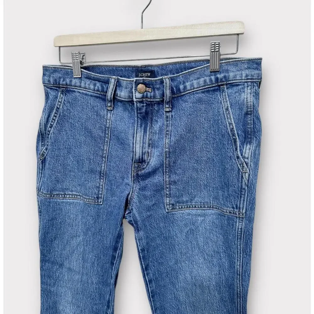 J.Crew Womens Jeans Denim Blue Medium Wash Cropped Pockets Zipper Size 29